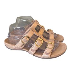 Vionic Misa Rose‎ Gold Buckle Accent Leather Slip On Sandal Size 9